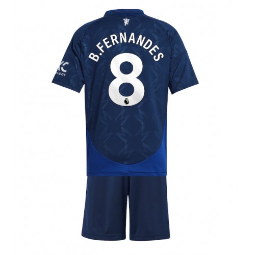 Fotballdrakt Barn Manchester United Bruno Fernandes #8 Bortedraktsett 2024-25 Kortermet (+ Korte bukser)